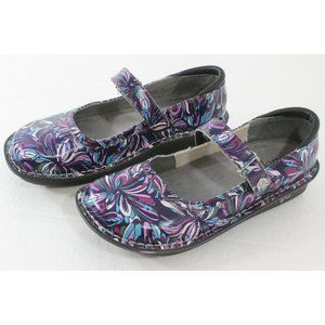 Alegria Mary Jane Shoes Purple Swirl Hook And Loop